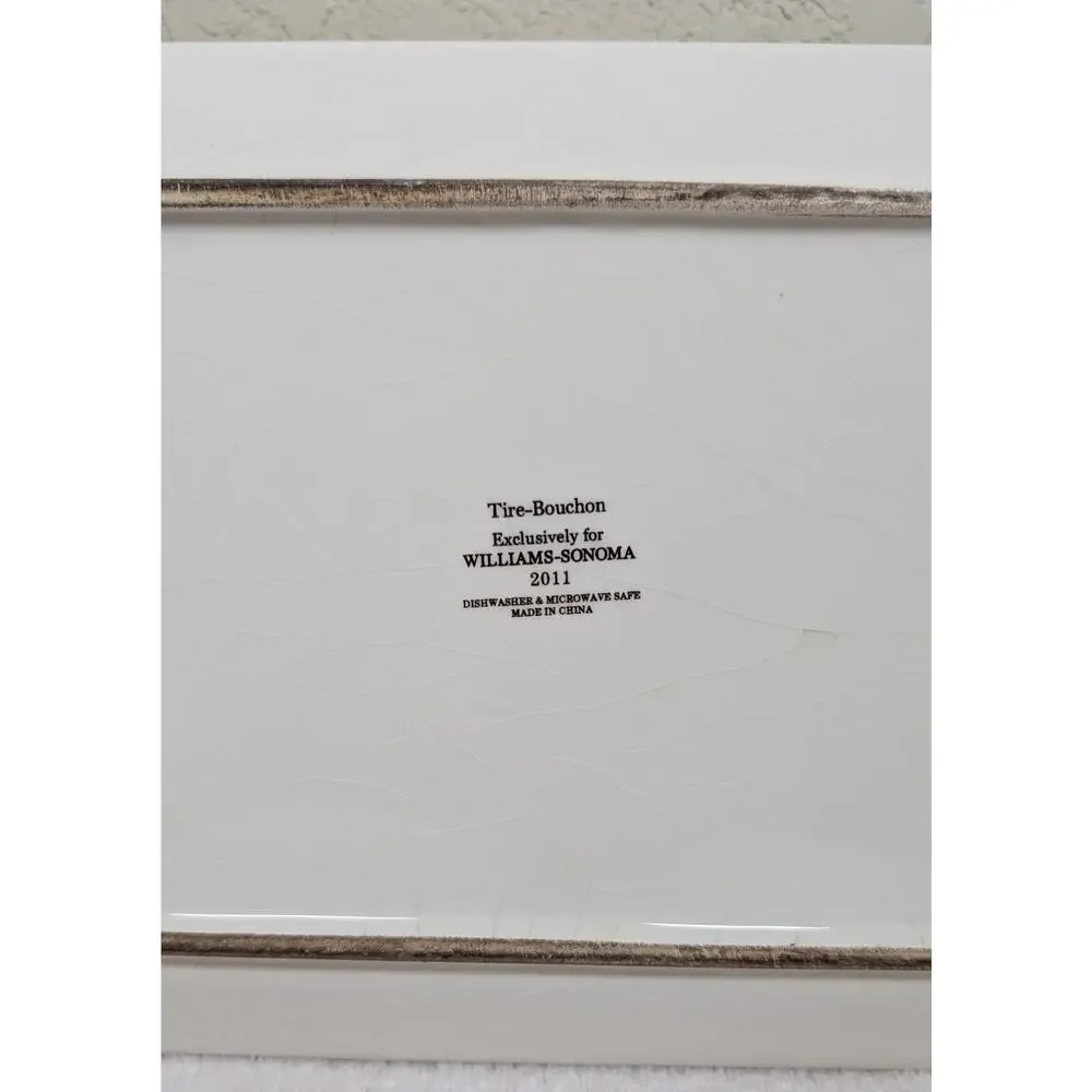 Williams Sonoma 2011 Tire Bouchon Ceramic Corkscrew Blueprint Tray Barware 15x8